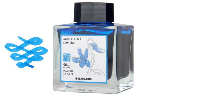 Bouteille d'encre Sailor, série Manyo Encre bleue (Sumire)- 50ml