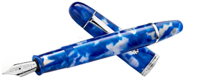 Penlux Fountain pen, Masterpiece Grande series Blue & White CT