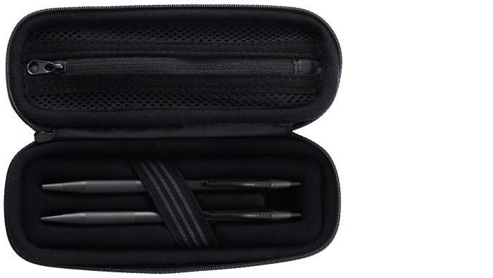 Cross ballpoint pen, mechanical pencil (0.7mm) & pouch set, Classic Century series Black PVD