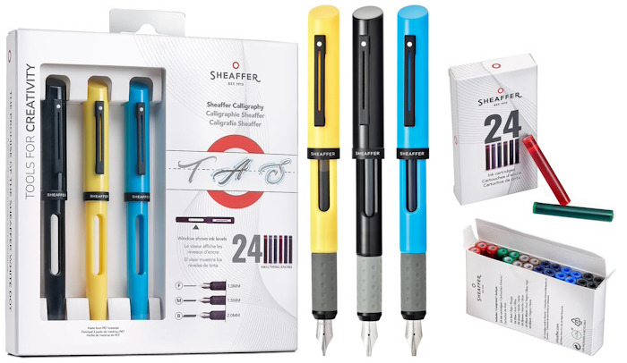 Ensemble Sheaffer, série Calligraphy (Maxi kit) - Noir, Jaune, Bleu