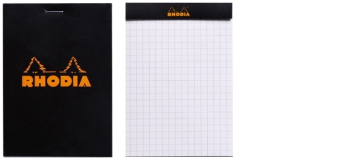 Bloc notes Rhodia, série Basics Noir (#12-Quadrillé)