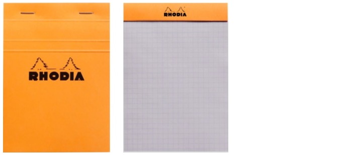 Bloc notes Rhodia, série Basics Orange (#13-Quadrillé)