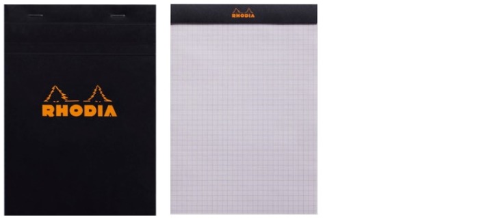 Bloc notes Rhodia, série Basics Noir (#16-Quadrillé)