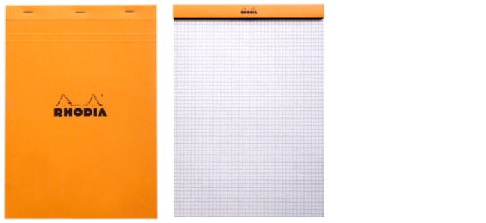 Bloc notes Rhodia, série Basics Orange (#18-Quadrillé)