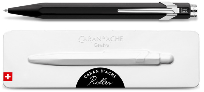 Stylo à bille roulante rétractable Caran d'Ache, série 849 Roller with Gift box Noir
