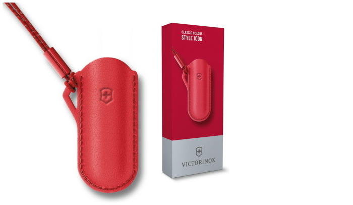 Victorinox pouch, Classic Colors series Red (leather pouch - Style Icon)