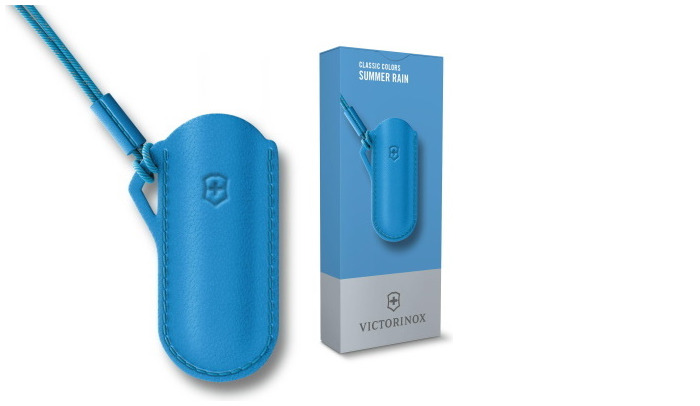 Victorinox pouch, Classic Colors series Blue (leather pouch - Summer Rain)