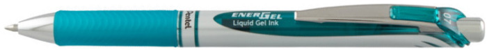 Stylo encre gel rétractable Pentel, série EnerGel Encre turquoise (Metal tip)