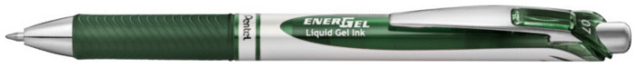 Stylo encre gel rétractable Pentel, série EnerGel Encre vert sapin (Metal tip)