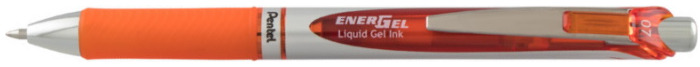 Stylo encre gel rétractable Pentel, série EnerGel Encre orange (Metal tip)