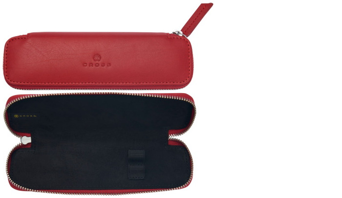 Étui pour stylo Cross, série Leather Rouge cramoisi (Double)