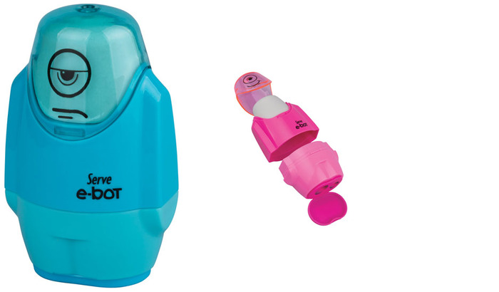 Serve Eraser & sharpener, E-Bot - Fluo Colours series Blue