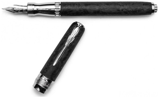 Pineider Fountain pen, La Grande Bellezza Forged Carbon series Gray