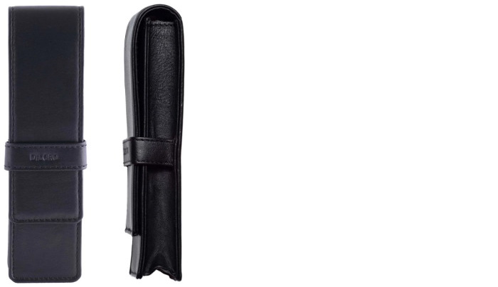 Étui pour stylo DiLoro, série Leather Pen Holder (Double) Noir