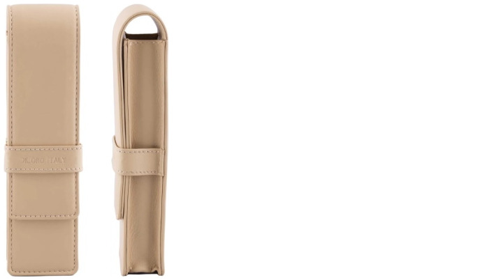 DiLoro Pen pouch, Leather Pen Holder (Double) series Beige