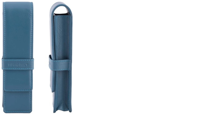 DiLoro Pen pouch, Leather Pen Holder (Double) series Blue