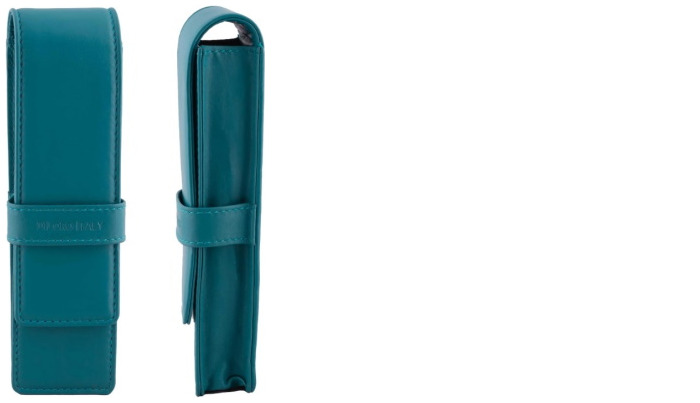 Étui pour stylo DiLoro, série Leather Pen Holder (Double) Vert turquoise