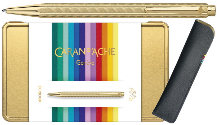 Caran d'Ache Ballpoint pen & pouch set, Ecridor Sunlight Gift Set Color Treasure Limited Edition 2022 Collection series Gold