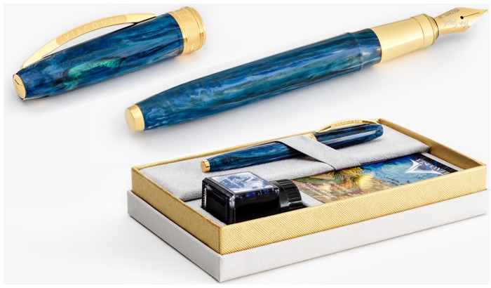 Visconti Fountain pen set, Van Gogh Special Edition series Blue (Wheatfield with Crows - with ink bottle)