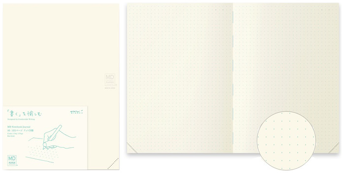 Carnet de notes (A5) Midori, série MD Paper Journal Crème (Codex, Pointillé, 148mm x 210mm)