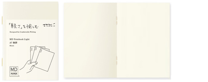 Paquet de 3 Carnets de notes (A7) Midori, série MD Paper Light Crème (Uni, 74mm x 105mm)