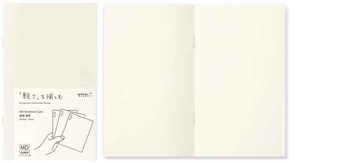 Paquet de 3 Carnets de notes (B6 Slim) Midori, série MD Paper Light Crème (Uni, 105mm x 175mm)