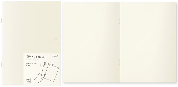 Paquet de 3 Carnets de notes (A5) Midori, série MD Paper Light Crème (Uni, 148mm x 210mm)