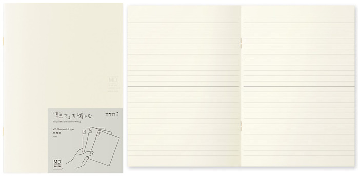 Midori Pack of 3 Notebooks (A5), MD Paper Light series Cream (Ruled, 148mm x 210mm)