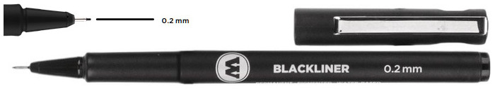 Stylo feutre Molotow, série Blackliner Encre noire (0.2 mm)