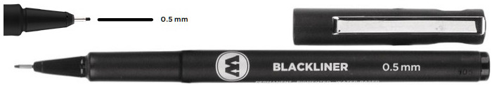 Stylo feutre Molotow, série Blackliner Encre noire (0.5 mm)