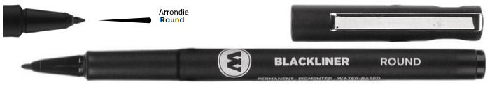 Stylo feutre Molotow, série Blackliner Encre noire (Arrondie)