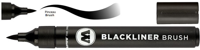 Stylo feutre Molotow, série Blackliner Encre noire (Pinceau)