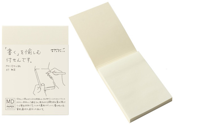 Bloc-notes (A7) Midori, série MD Sticky Memo Pad Crème (Uni, 76mm x 102mm)