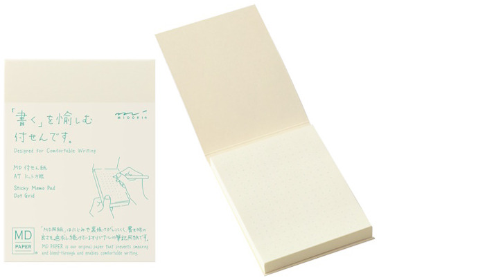 Bloc-notes (A7) Midori, série MD Sticky Memo Pad Crème (Pointillé, 76mm x 102mm)