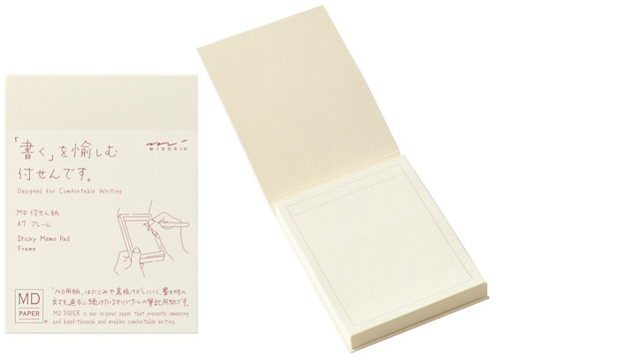 Bloc-notes (A7) Midori, série MD Sticky Memo Pad Crème (Cadre, 76mm x 102mm)