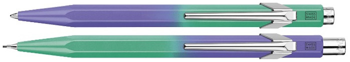 Caran d'Ache Ballpoint pen & mechanical pencil (0.5mm) set, 849 & 844 Borealis Special Edition series Green & violet