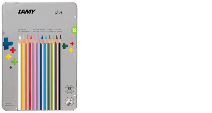 Ensemble de crayons de couleur Lamy, série Plus - Boîte en métal de 12 crayons