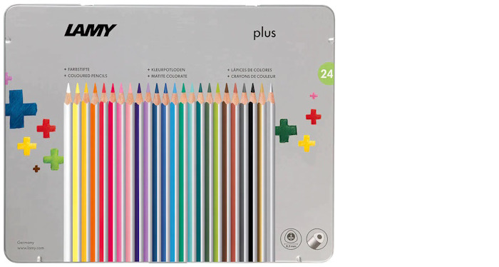 Ensemble de crayons de couleur Lamy, série Plus - Boîte en métal de 24 crayons