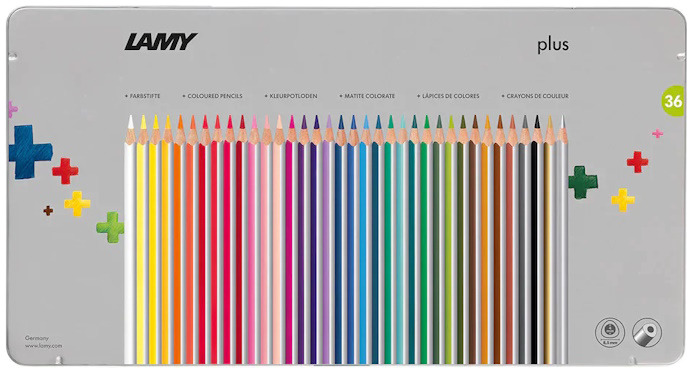 Ensemble de crayons de couleur Lamy, série Plus - Boîte en métal de 36 crayons