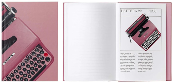 Carnet de notes (A5) PdiPigna, série Lettera 22 - Hommage à Olivetti - Rose (Ligné, 148mm x 210mm)