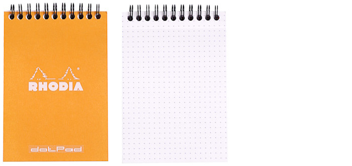 Bloc notes Rhodia, série Basics Orange (#13-Spiralé-Pointillé) 