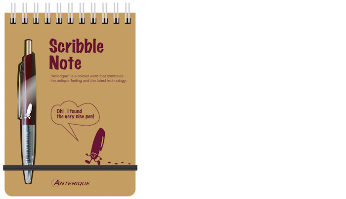 Ensemble stylo bille & bloc notes Anterique, série Scribble Note Rouge