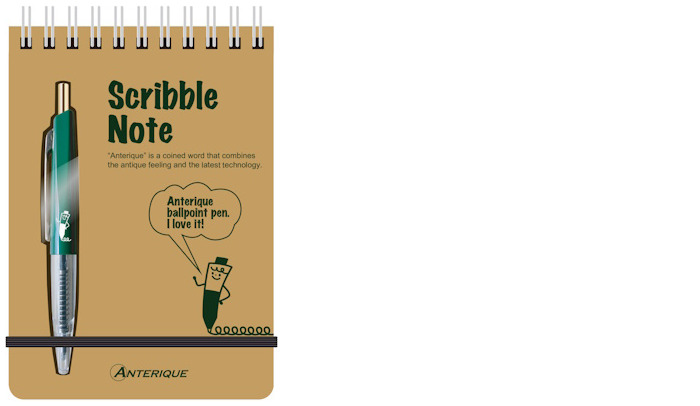 Ensemble stylo bille & bloc notes Anterique, série Scribble Note Vert