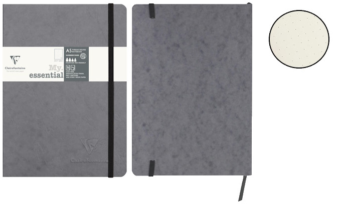 Clairefontaine Notebook (A5), My Essential Age Bag series Gray (148 mm x 210 mm, Dot grid)