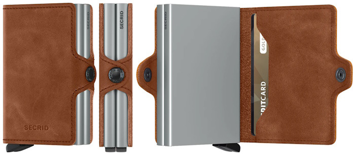 Secrid Card case, Twinwallet Vintage series Cognac Silver