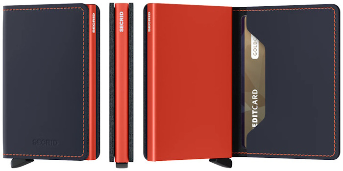 Secrid Card case, Slimwallet Matte series Night Blue & Orange