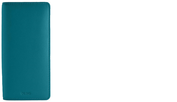 Étui pour stylo DiLoro, série Zippered Leather Pen Holder (3-4 pens) Vert turquoise  