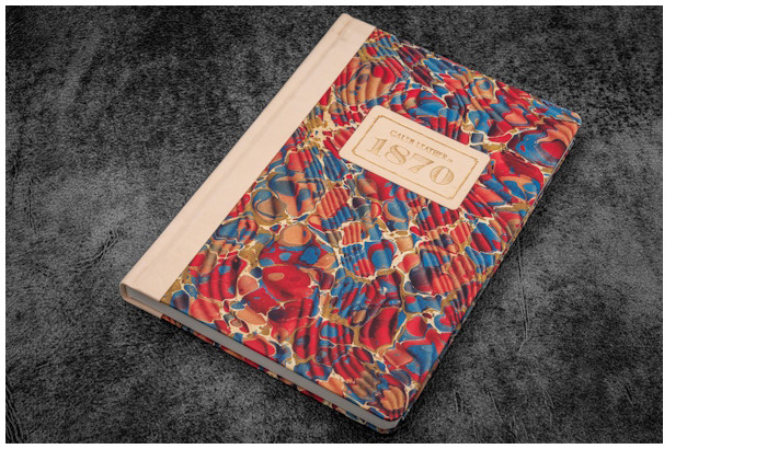 Carnet de notes (A5) Galen Leather Co., série 1870 Marble - Molten Lava (Blanc-Uni)