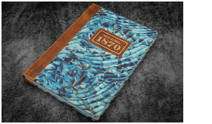 Carnet de notes (A5) Galen Leather Co., série 1870 Marble - Ocean Waves (Blanc-Uni)