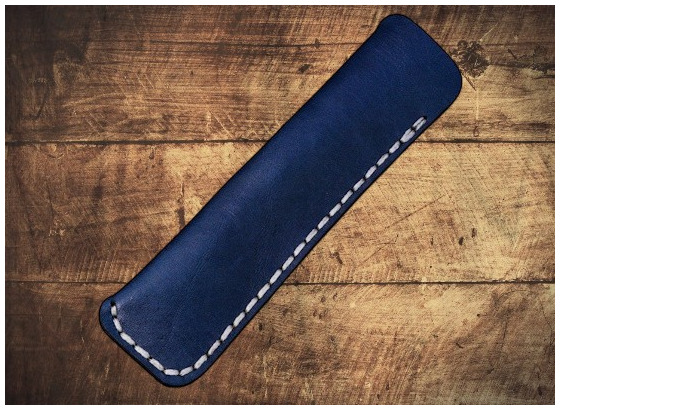 Étui pour stylo Galen Leather Co., série Leather Single Pen Case Bleu marine  